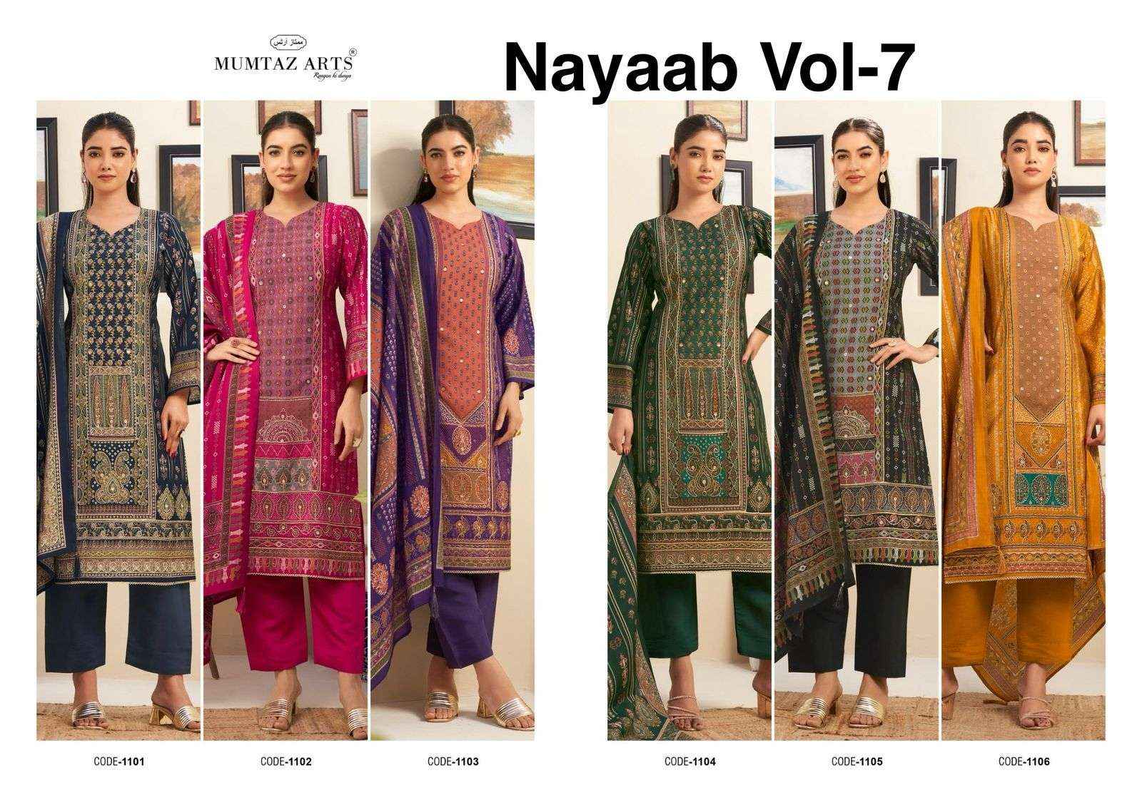 Mumtaz Arts Nayaab Vol 7 Fancy Handwork Muslin Dress Latest Catalog Wholesale Price ( 6 Pcs Catalog )