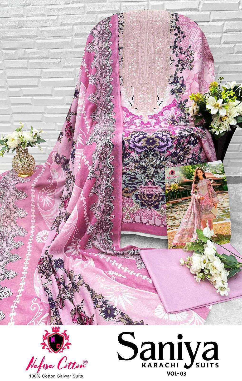 Nafisa Cotton Saniya Karachi Suits Vol 3 Suits Wholesale ( 6 pcs Catalogue )