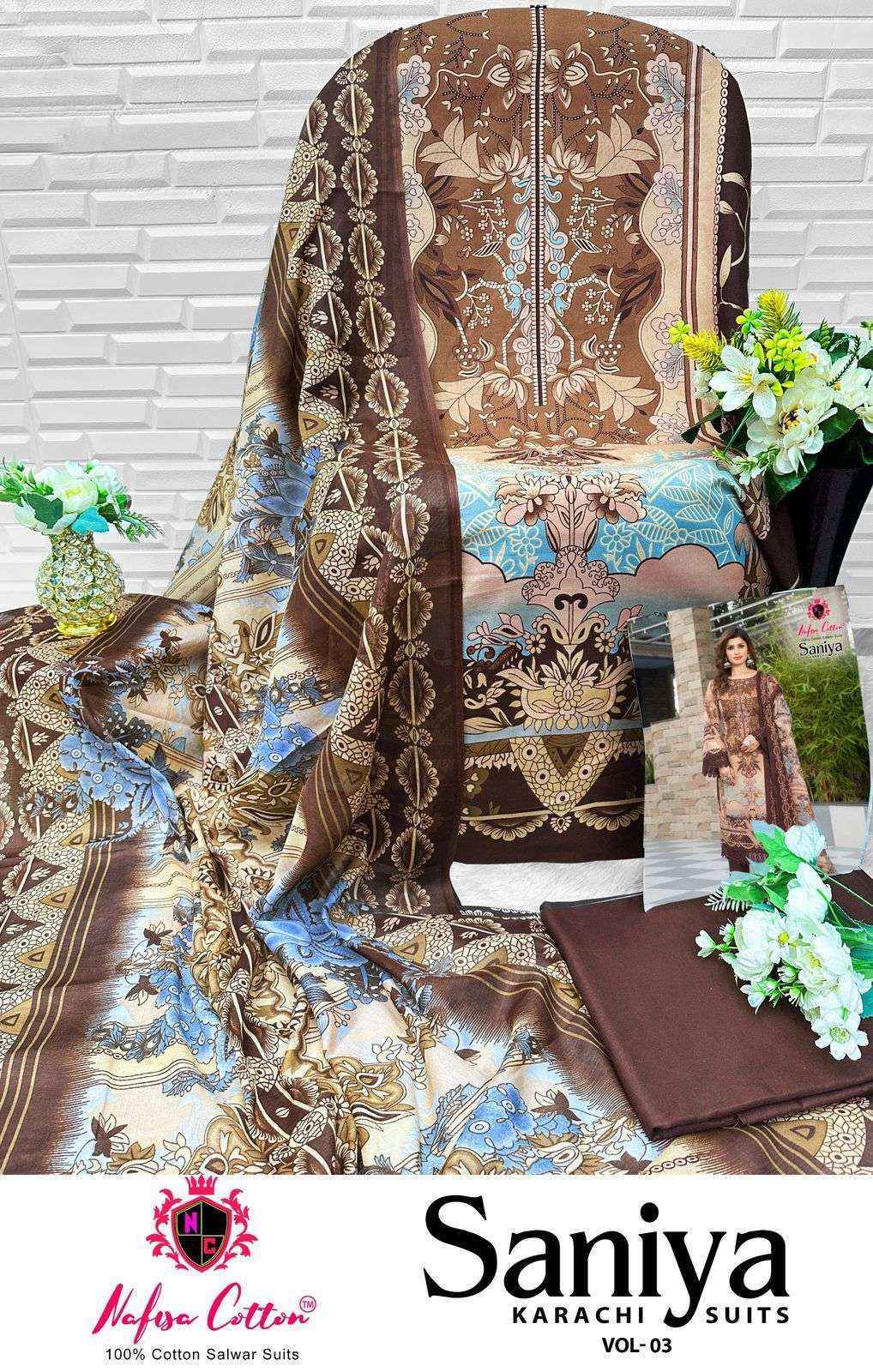 Nafisa Cotton Saniya Karachi Suits Vol 3 Suits Wholesale ( 6 pcs Catalogue )