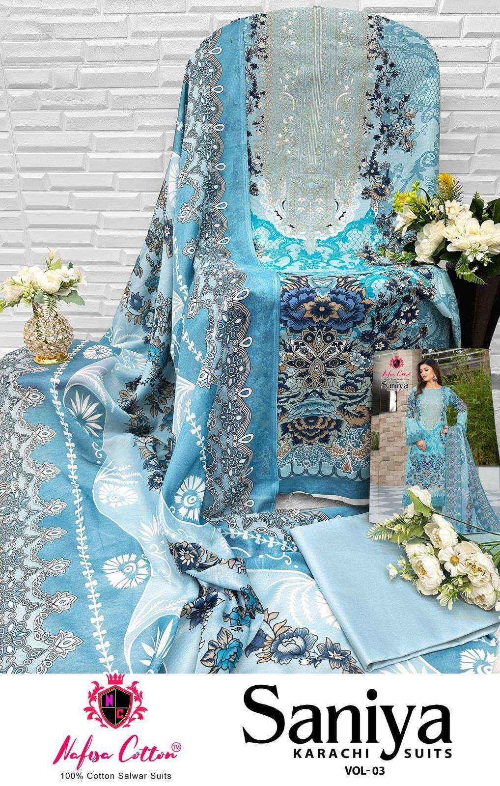 Nafisa Cotton Saniya Karachi Suits Vol 3 Suits Wholesale ( 6 pcs Catalogue )