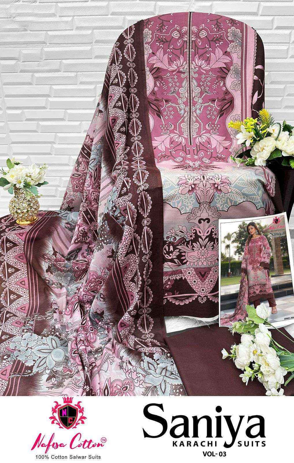 Nafisa Cotton Saniya Karachi Suits Vol 3 Suits Wholesale ( 6 pcs Catalogue )
