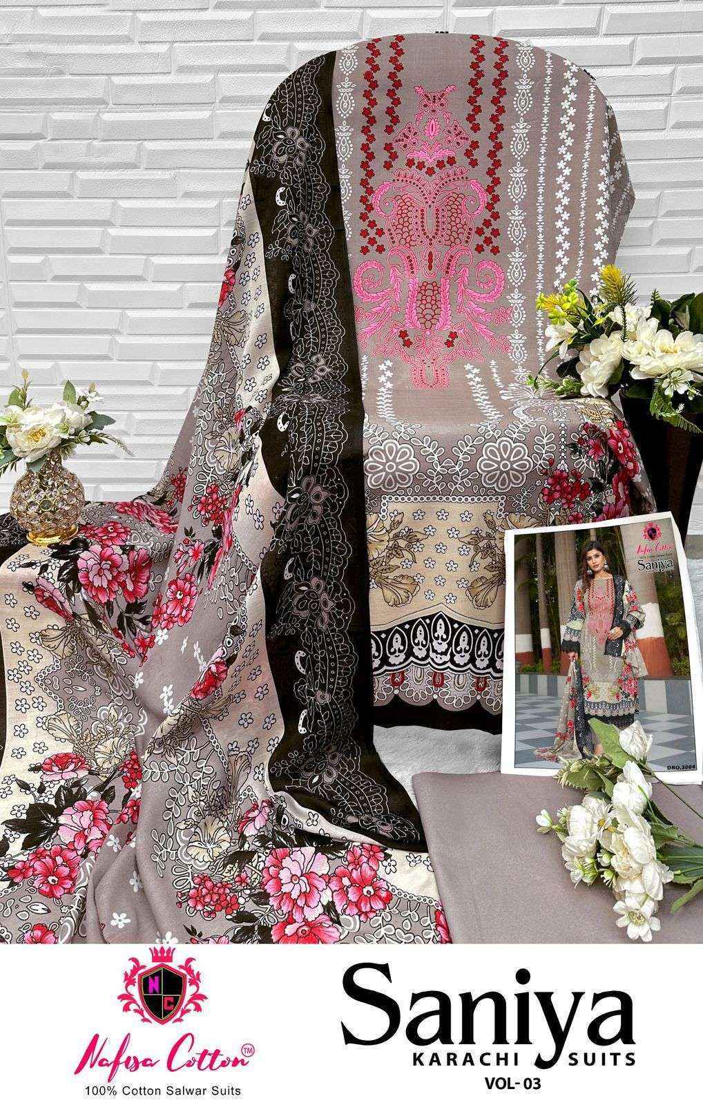 Nafisa Cotton Saniya Karachi Suits Vol 3 Suits Wholesale ( 6 pcs Catalogue )