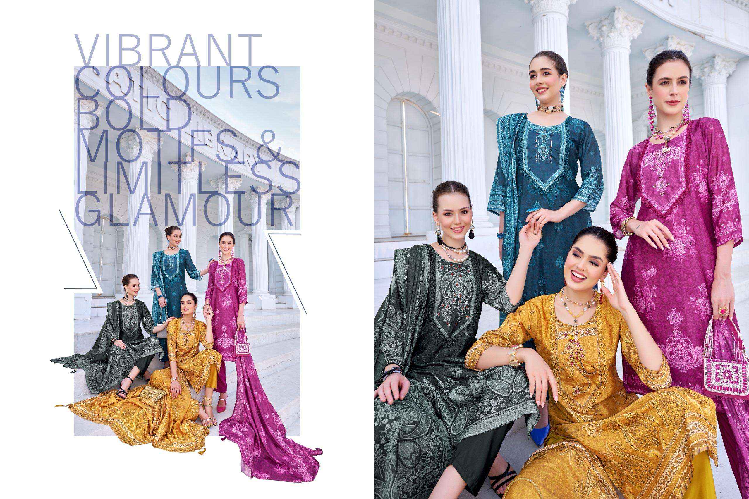 POONAM DESIGNER LIBRARY DIGITAL PRINT CREPE DESIGNER READYMADE SUITS ( 5 PCS CATALOGUE )