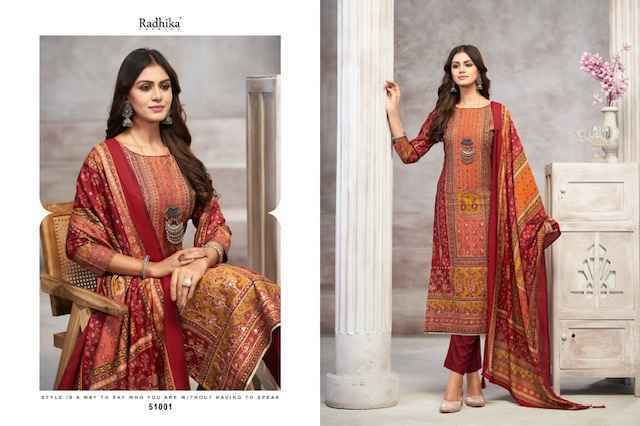 Radhika Fashion Azara Beauty Silk Musline Dress Material (4 pcs Catalogue)