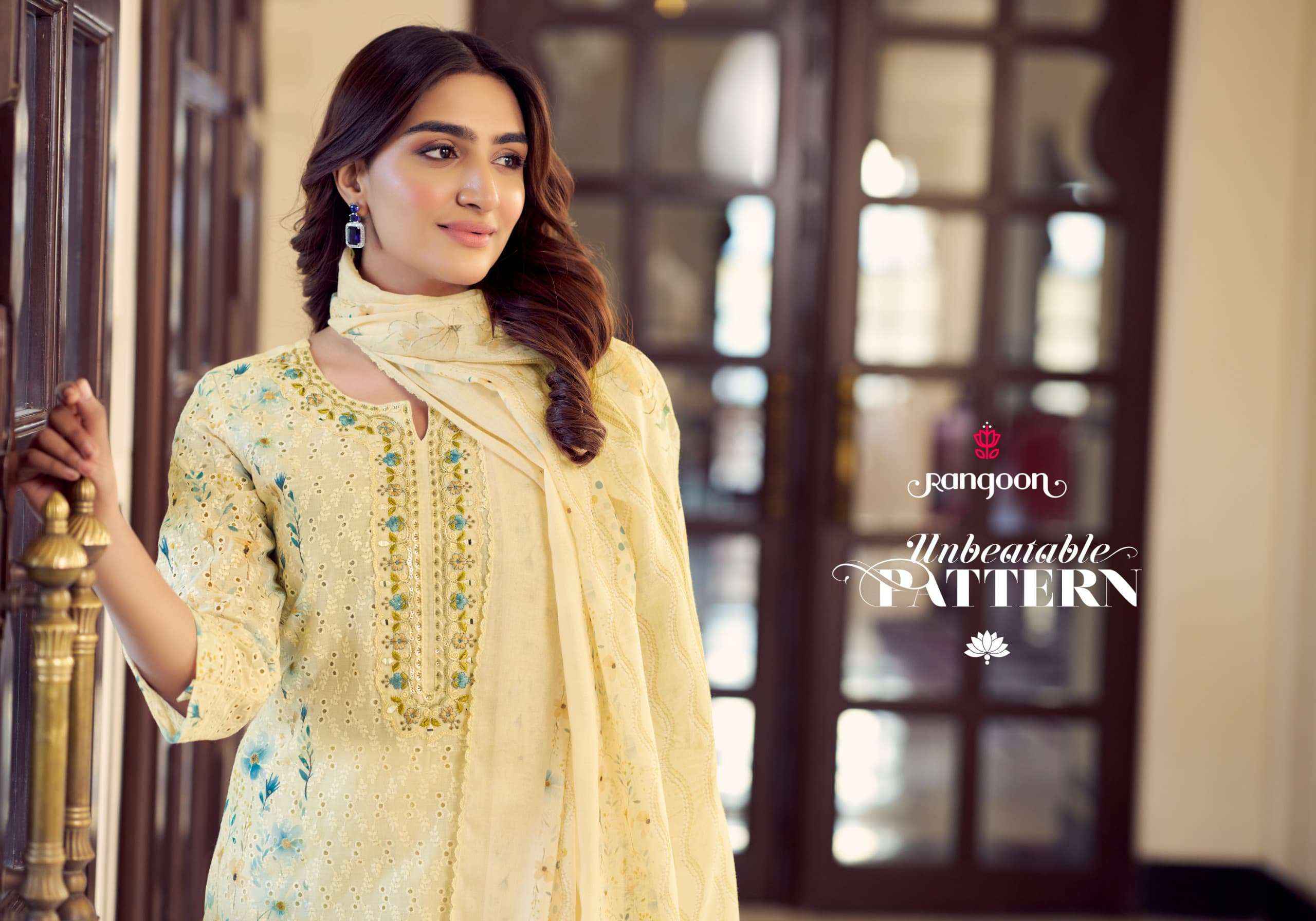 Rangoon Anika Designer Schiffli Work Kurti Pant Dupatta Set Dress Wholesale Rate Price ( 4 Pcs Catalog )