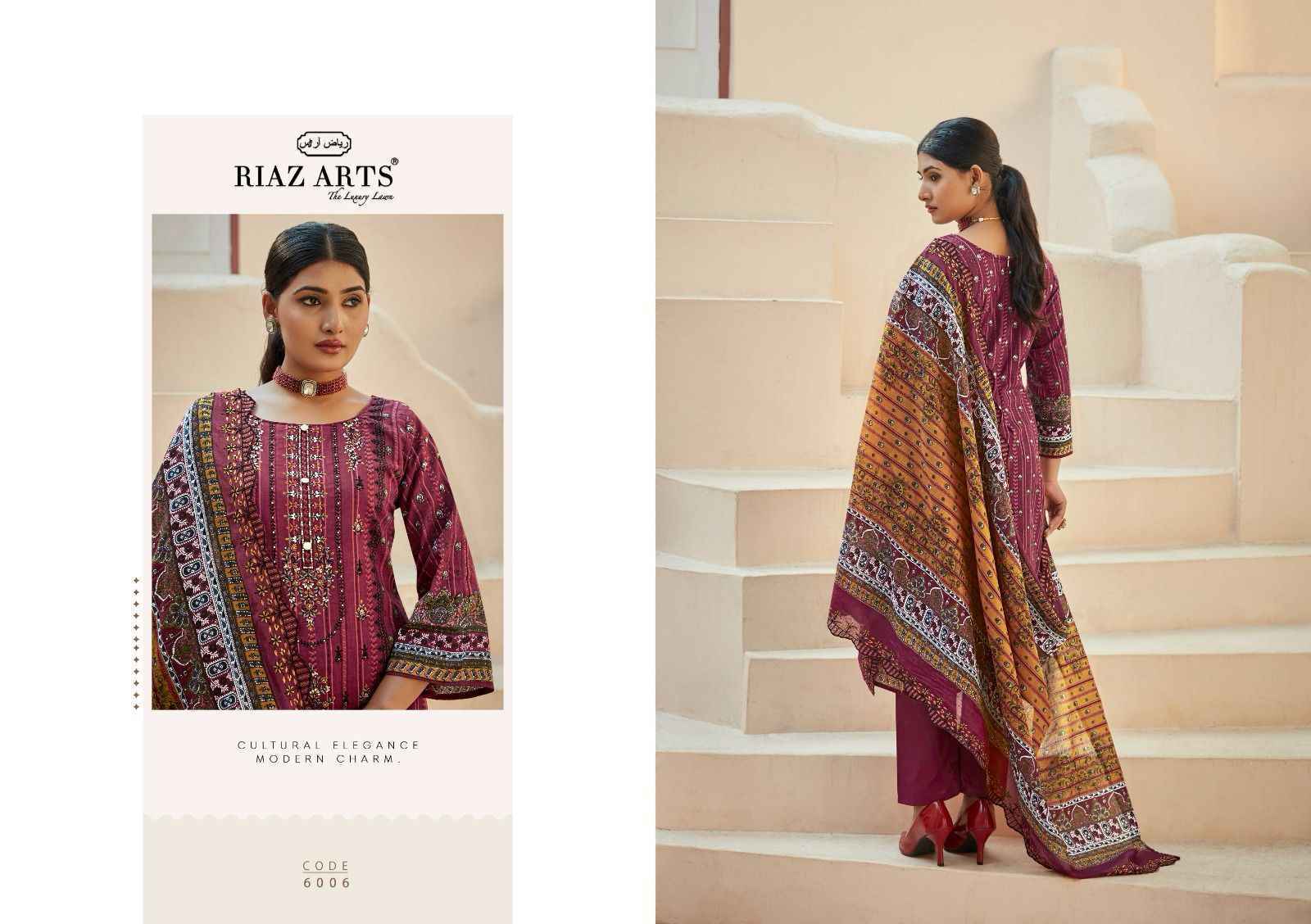 Riaz Arts Bin Saeed Vol-6 Cotton Salwar Kameez  (8 pcs Catalogue)