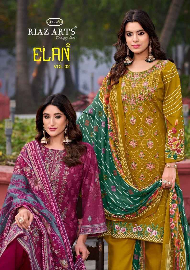 Riaz Arts Elan Vol 2 Wholesale Karachi Lawn Dress Material ( 6 pcs Catalogue )