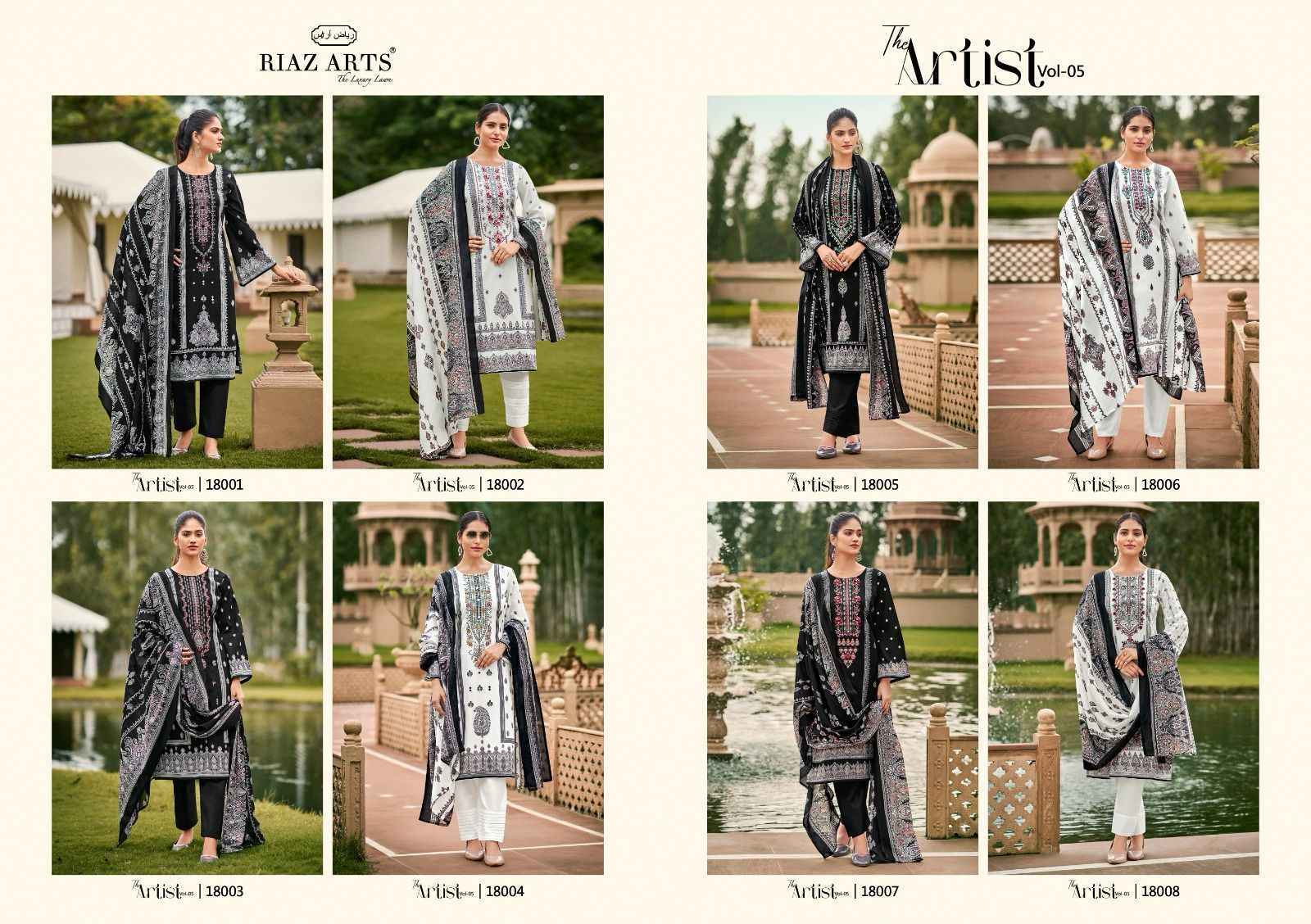 Riaz Arts The Artist Vol 5 Suits Wholesale  Lawn Cotton Dress Material ( 8 pcs Catalogue )