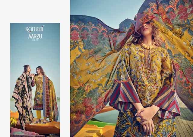 Romani Aarzu Vol-15 Cotton Dress Material wholesale Price (8 pcs Catalogue)