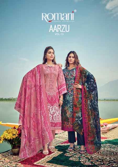 Romani Aarzu Vol-15 Cotton Dress Material wholesale Price (8 pcs Catalogue)
