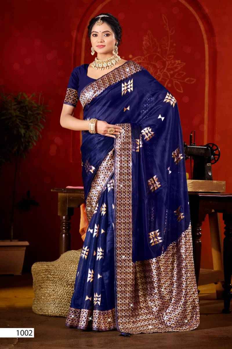 Saroj Pragati Vol-1 Organza Swarovski Saree - Surat Wholesale (6 pcs Catalogue)