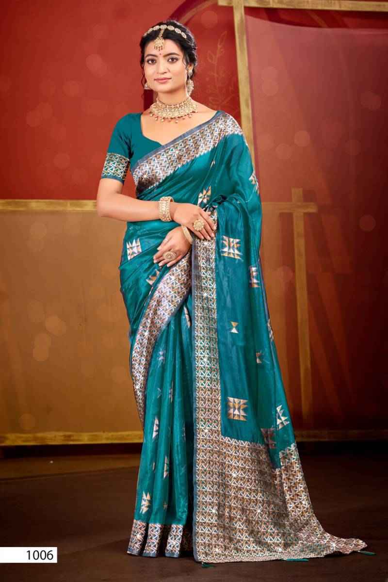 Saroj Pragati Vol-1 Organza Swarovski Saree - Surat Wholesale (6 pcs Catalogue)