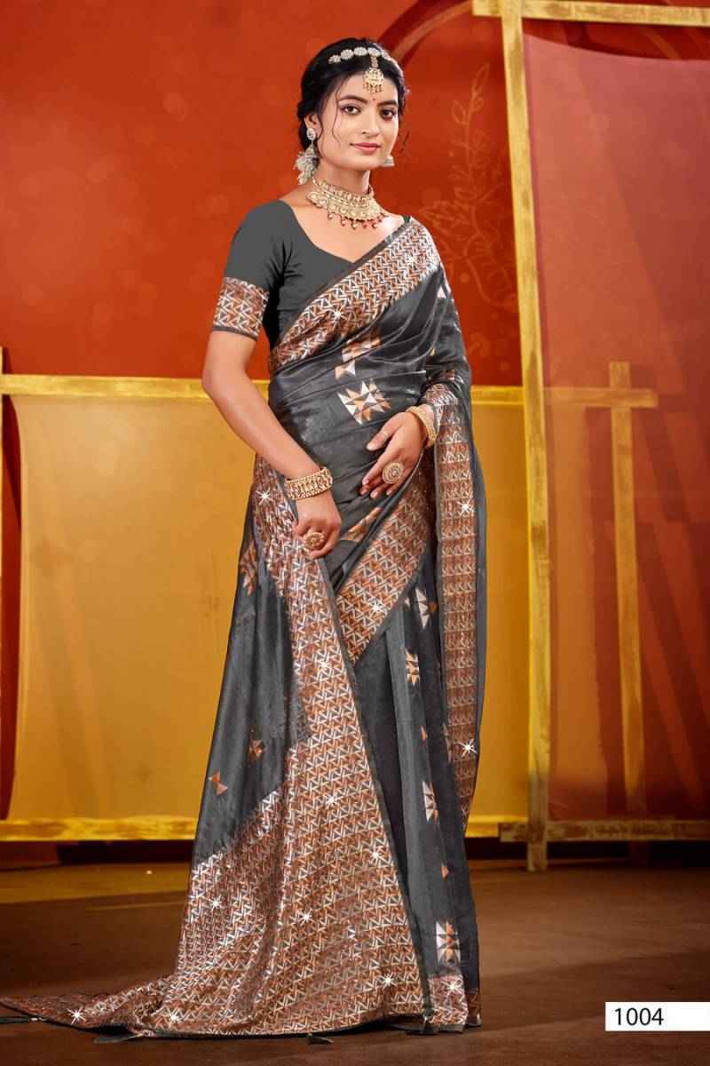 Saroj Pragati Vol-1 Organza Swarovski Saree - Surat Wholesale (6 pcs Catalogue)