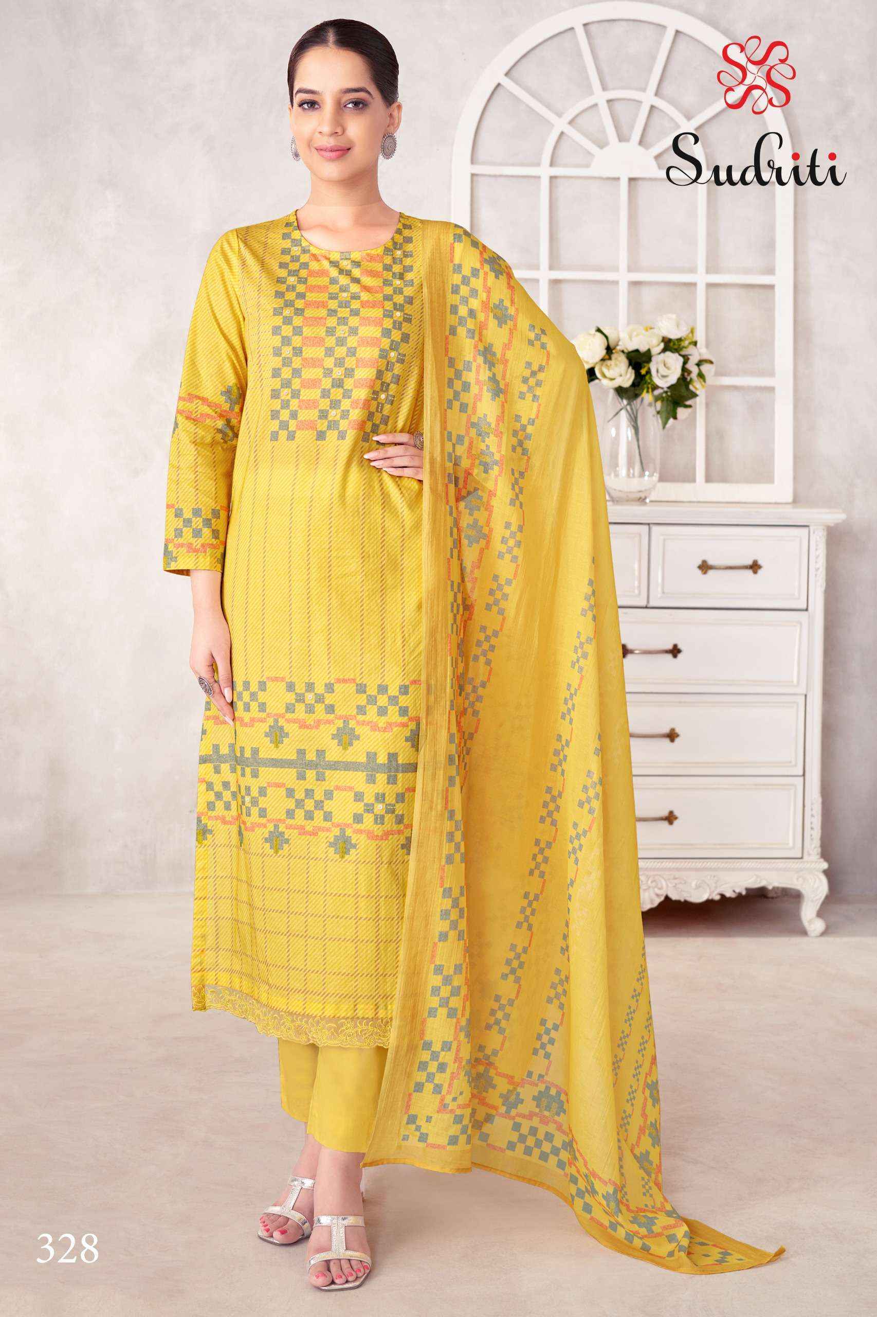 Sudriti Magic Stripe Lawn Cotton Dress Material - Surat Wholesale Market ( 6 pcs Catalogue )