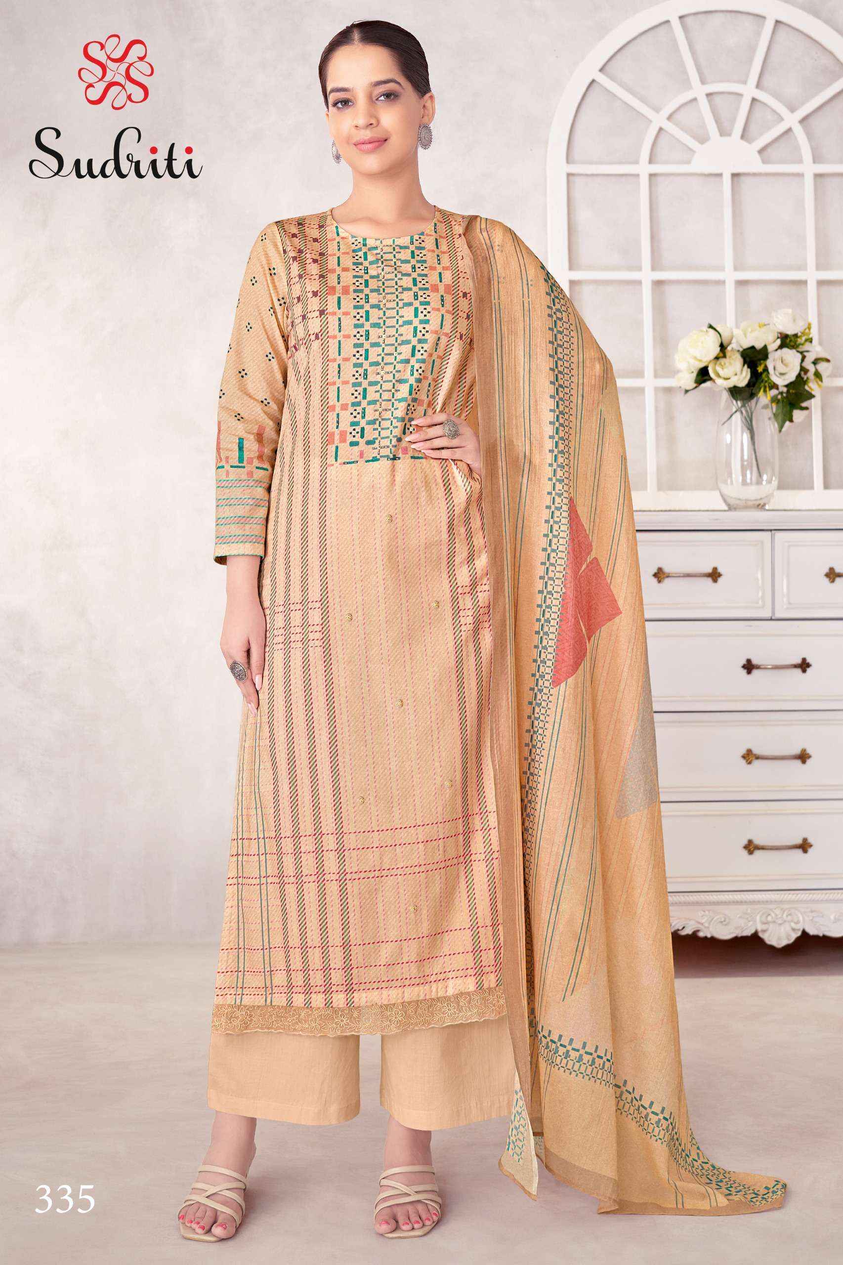 Sudriti Magic Stripe Lawn Cotton Dress Material - Surat Wholesale Market ( 6 pcs Catalogue )