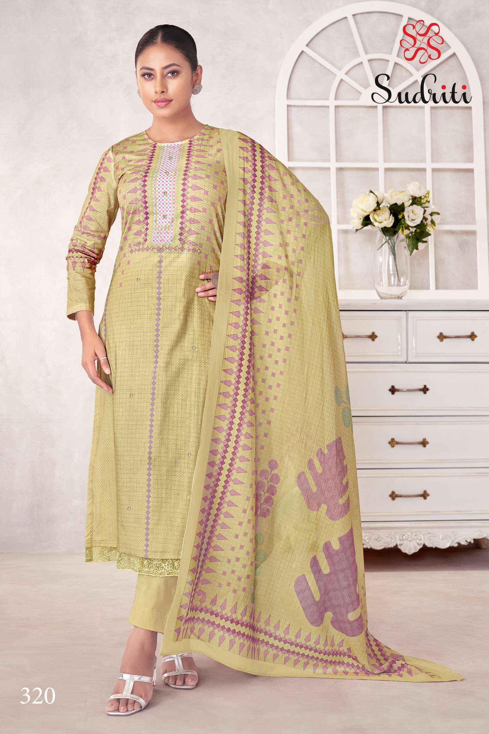 Sudriti Magic Stripe Lawn Cotton Dress Material - Surat Wholesale Market ( 6 pcs Catalogue )