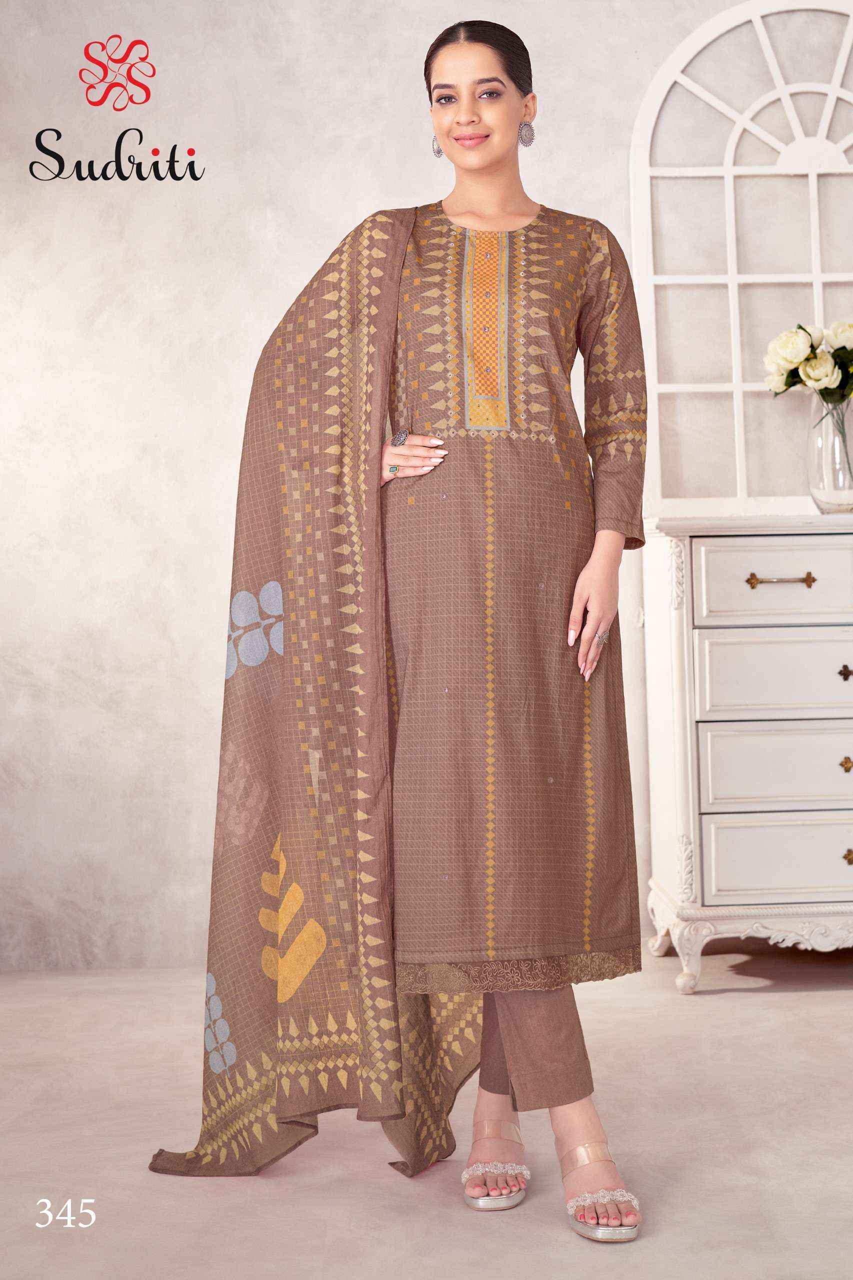 Sudriti Magic Stripe Lawn Cotton Dress Material - Surat Wholesale Market ( 6 pcs Catalogue )