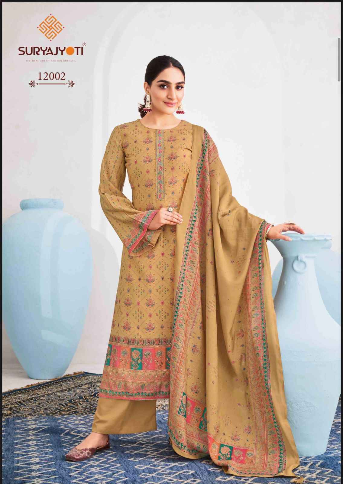 Suryajyoti Pushpa Vol 12 Fancy Work Modal Ladies Suit Wholesale Price ( 8 Pcs Catalog )