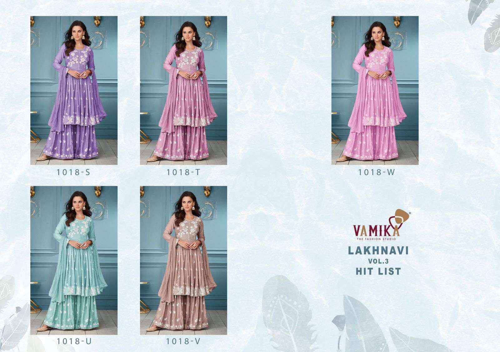 Vamika Lakhnavi Vol 3 Hit List Readymade Lucknowi Palazzo Set Wholesale Price ( 5 Pcs Catalog )
