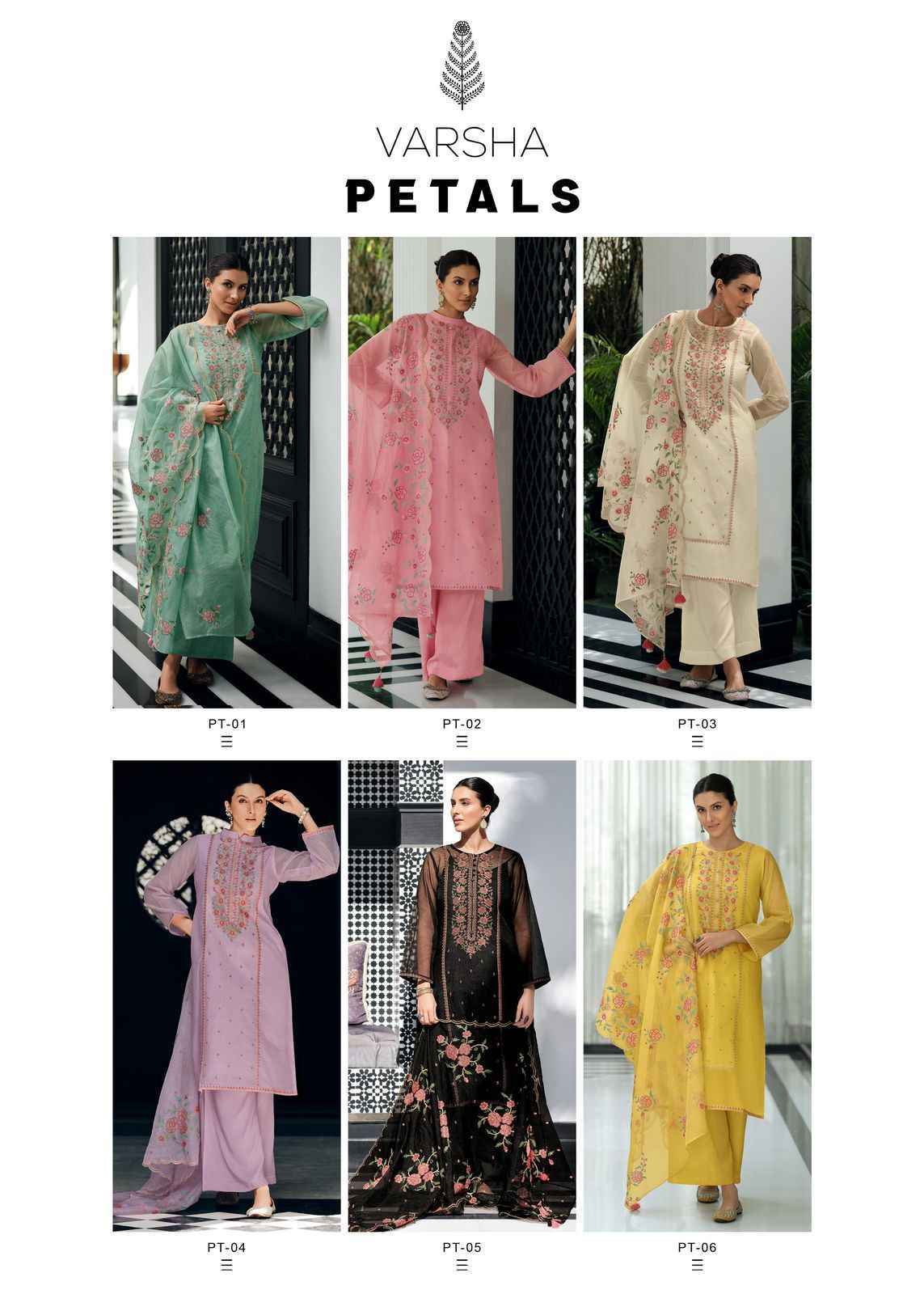 Varsha Fashion Petals Super Net Dress Material Wholesale Price ( 6 pcs Catalogue )