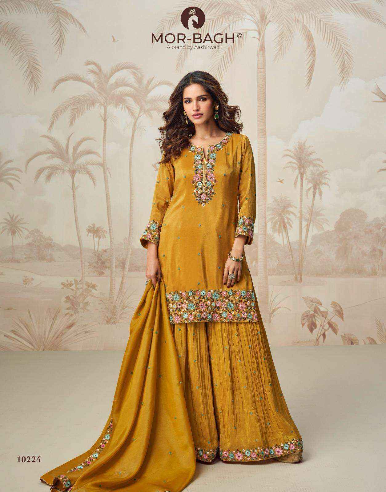 AASHIRWAD CREATION NAGMA ORGANZA HEAVY DESIGNER PARTY WEAR SUIT WHOLESALE PRICE ( 2 PCS CATALOG )