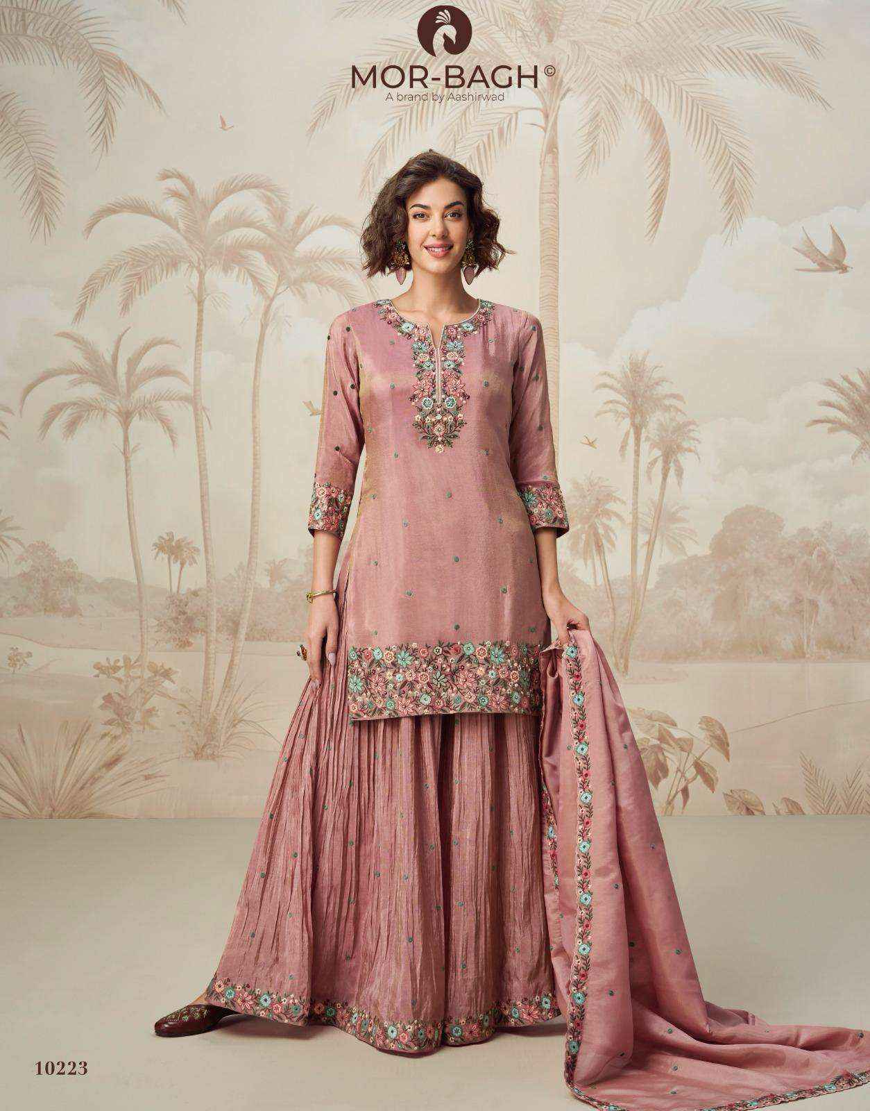 AASHIRWAD CREATION NAGMA ORGANZA HEAVY DESIGNER PARTY WEAR SUIT WHOLESALE PRICE ( 2 PCS CATALOG )
