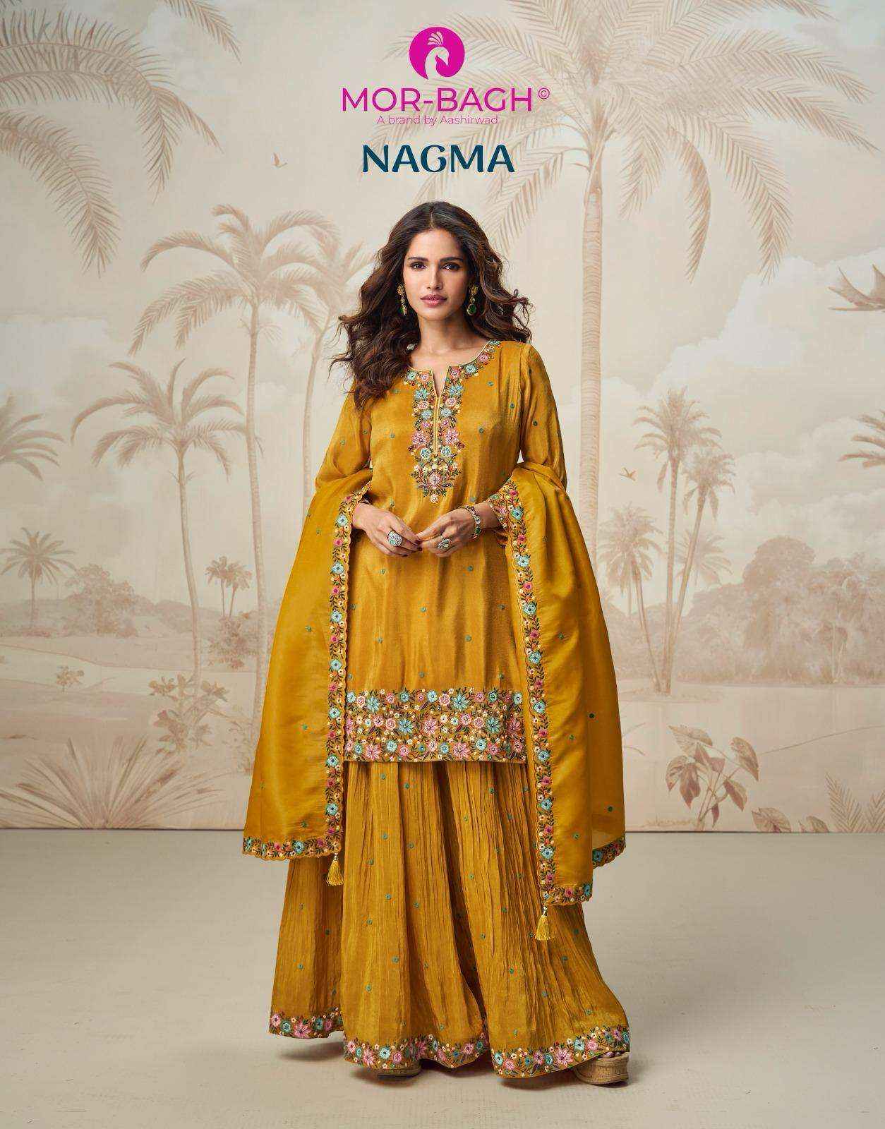 AASHIRWAD CREATION NAGMA ORGANZA HEAVY DESIGNER PARTY WEAR SUIT WHOLESALE PRICE ( 2 PCS CATALOG )