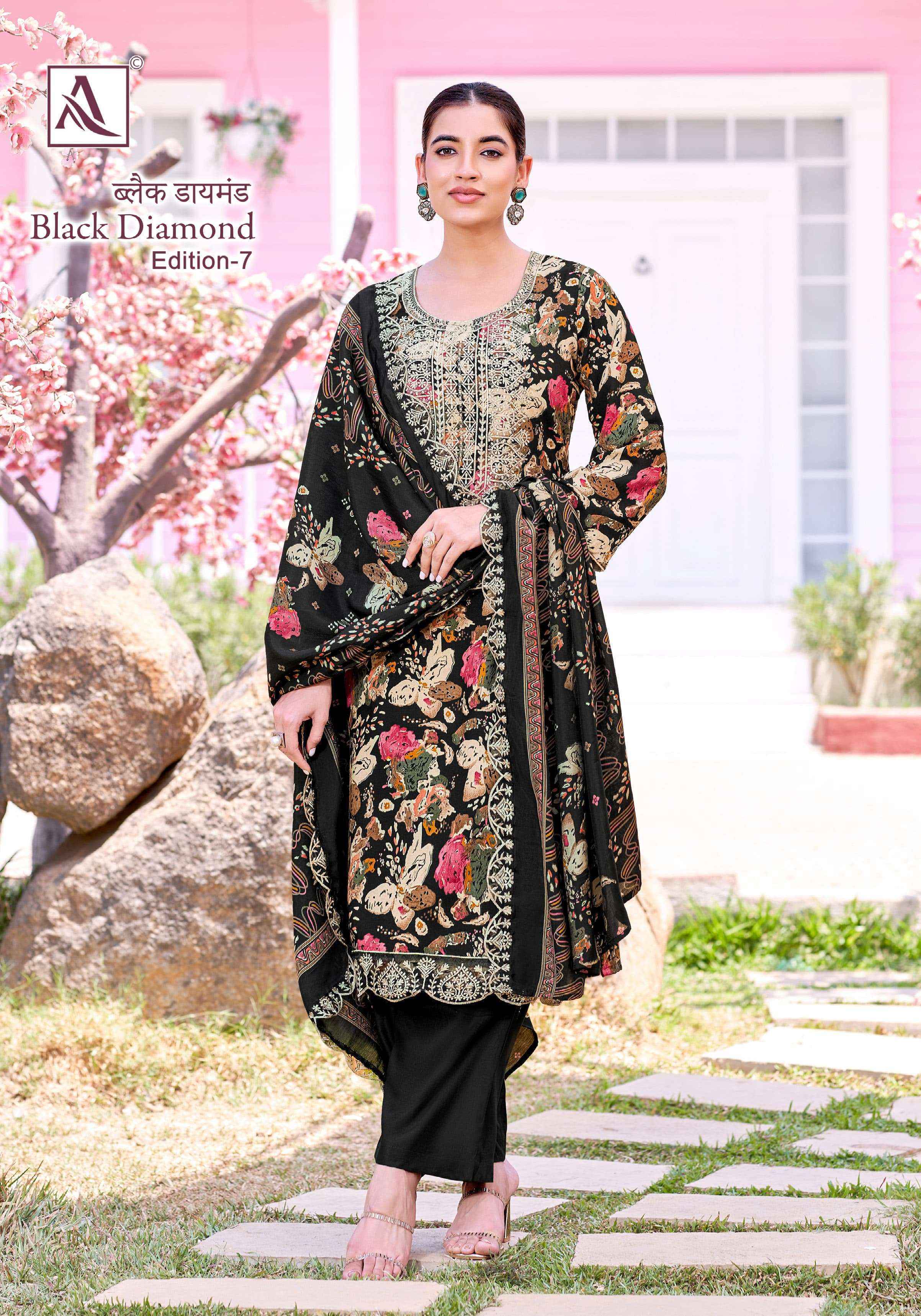 Alok Black Diamond Edition 7 Rayon Salwar Kameez Wholesale Price ( 6 Pcs Catalog )
