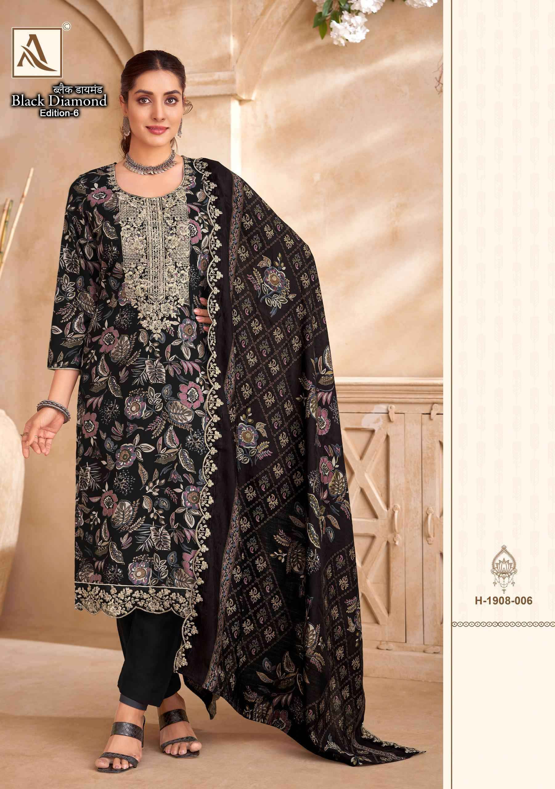 Alok Suits Black Diamond Edition-6 Rayon Dress Material Wholesale Market (6 pcs Catalogue)