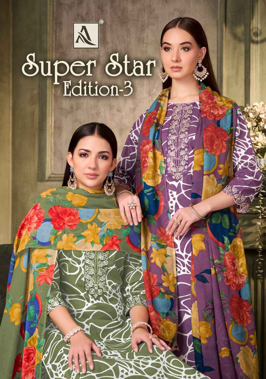 Alok Super Star Edition 3 Cambric Cotton Salwar Kameez Wholesale Price ( 6 Pcs Catalog )