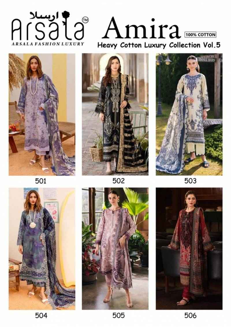 Arsala Amira Heavy Cotton Luxury Vol 5 Pakistani Suits Wholesale ( 6 Pcs Catalogue )