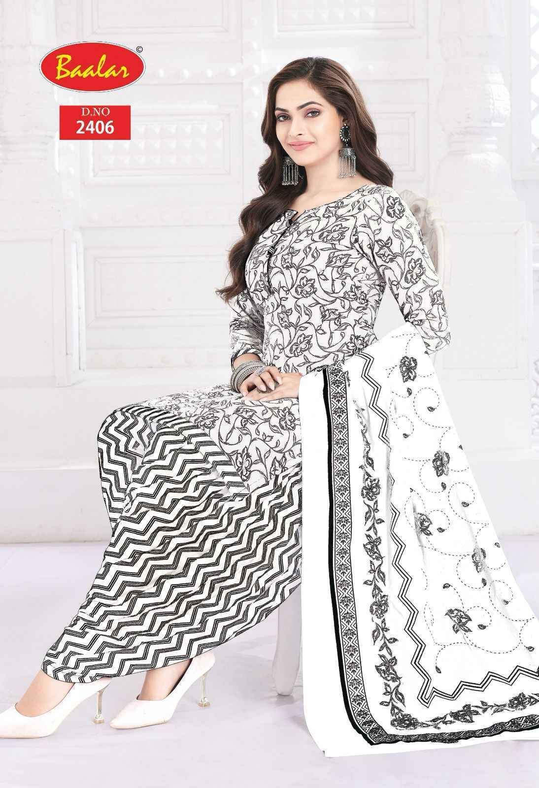 Baalar Black & White Cotton Dress Material wholesale Price ( 5 pcs Catalogue )
