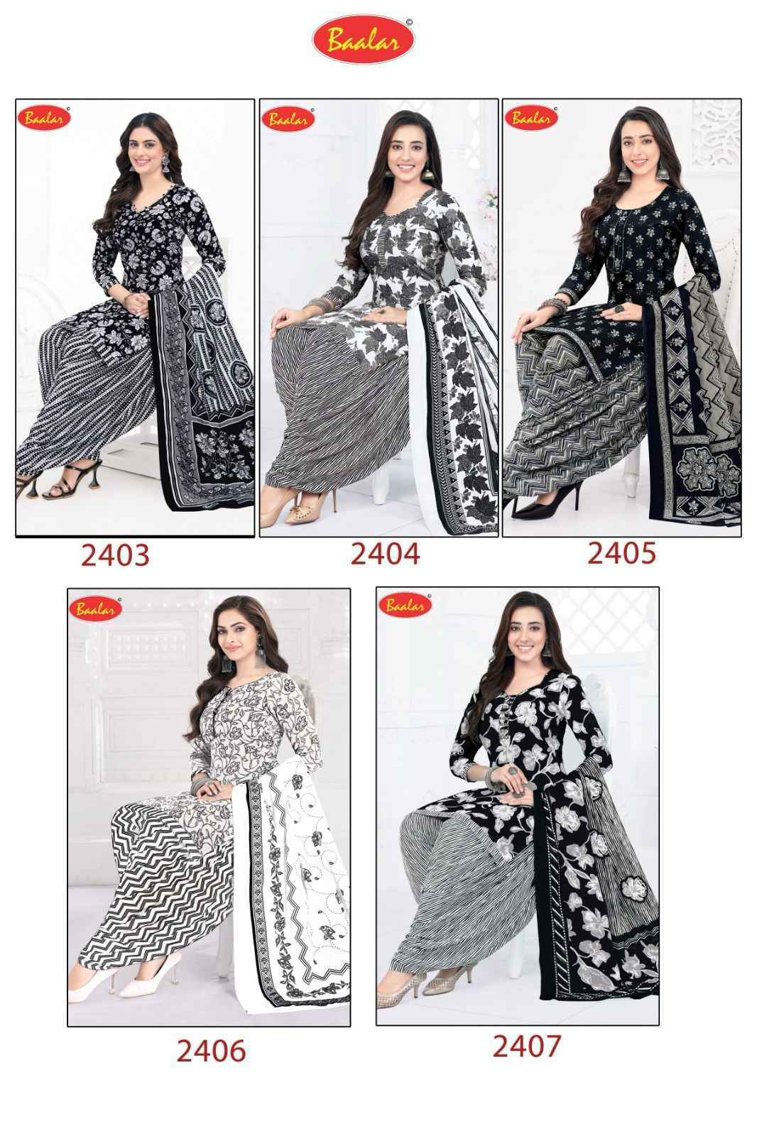 Baalar Black & White Cotton Dress Material wholesale Price ( 5 pcs Catalogue )