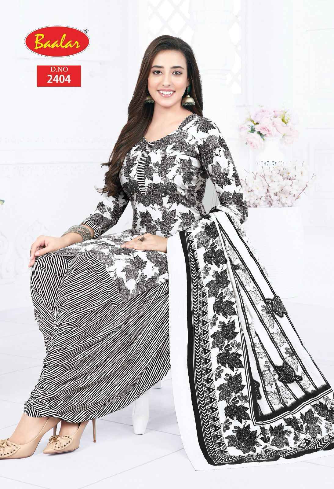 Baalar Black & White Cotton Dress Material wholesale Price ( 5 pcs Catalogue )