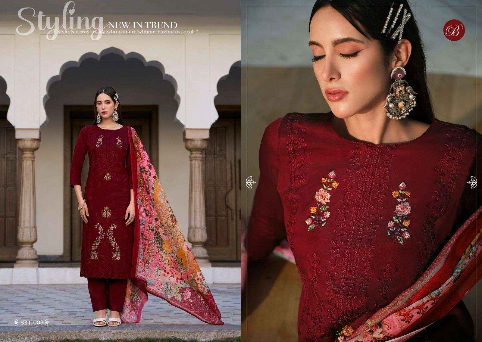 Belliza Designer Zarqash Vol 4 Jam Dress Material New Catalogue ( 6 pcs Catalogue )