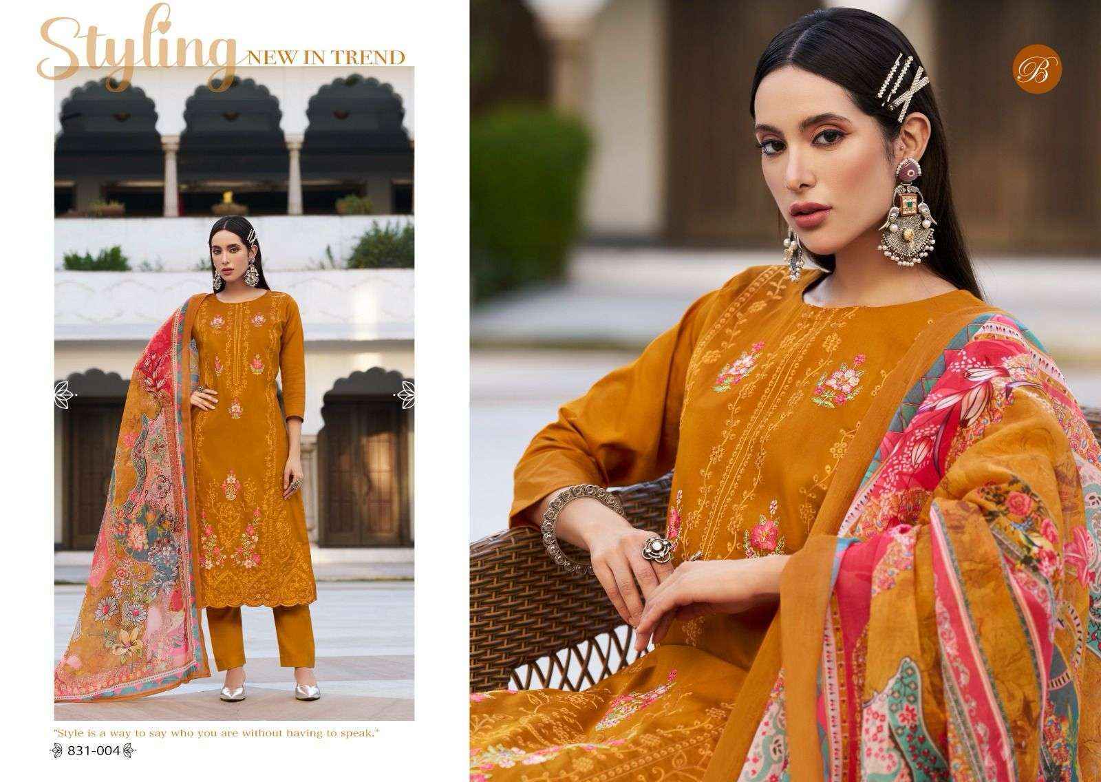 Belliza Designer Zarqash Vol 4 Jam Dress Material New Catalogue ( 6 pcs Catalogue )