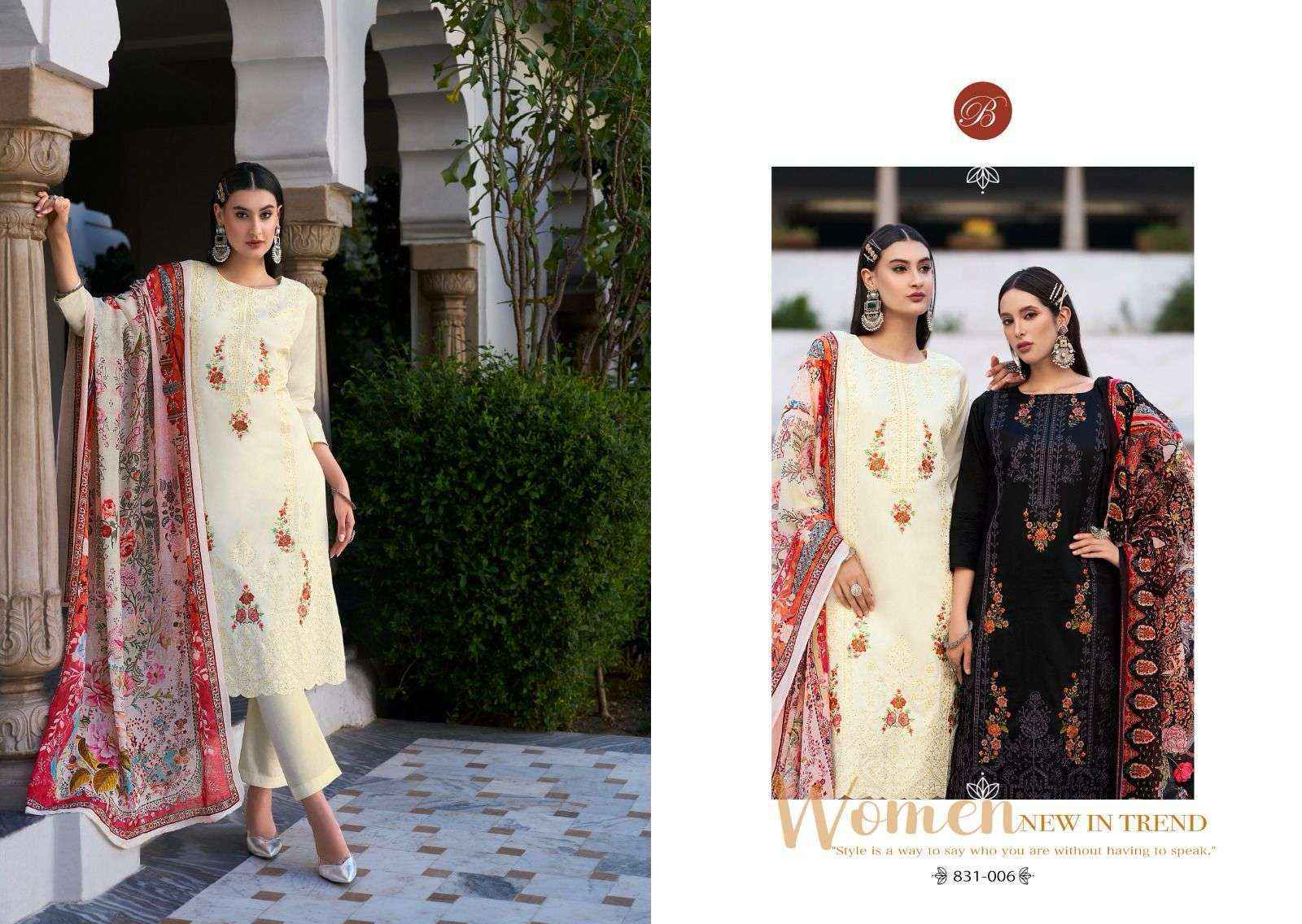 Belliza Designer Zarqash Vol 4 Jam Dress Material New Catalogue ( 6 pcs Catalogue )