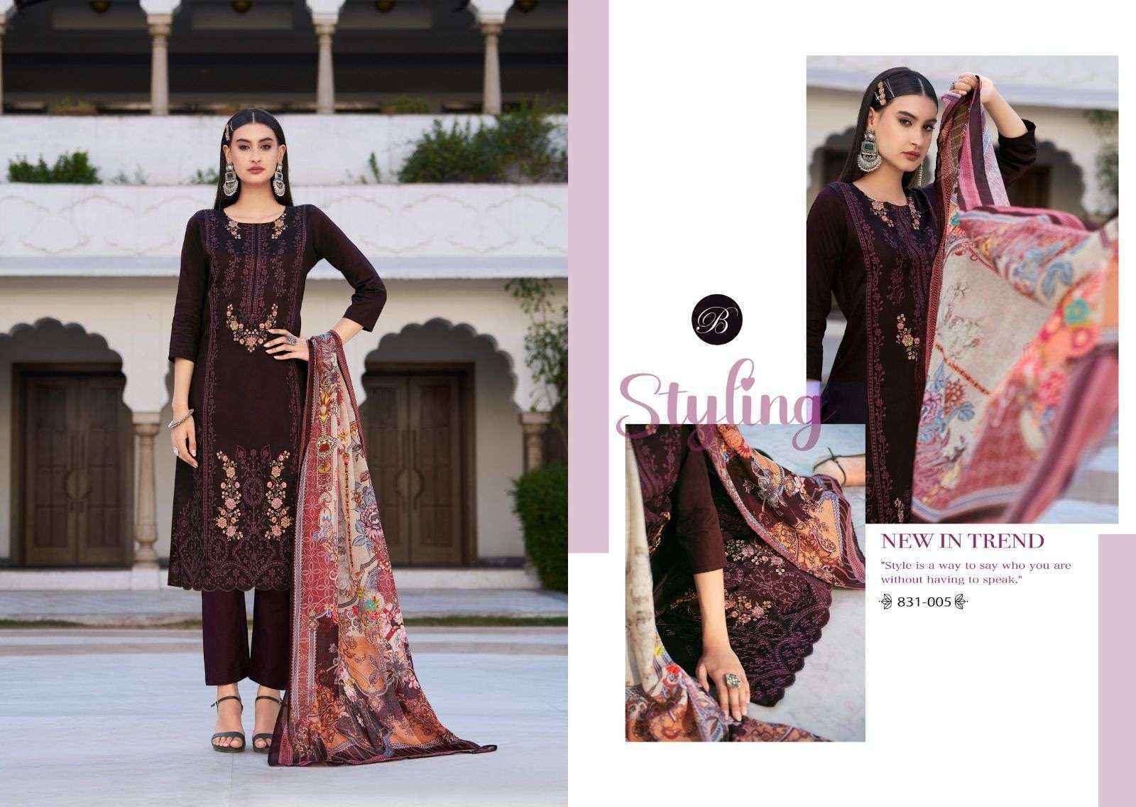 Belliza Designer Zarqash Vol 4 Jam Dress Material New Catalogue ( 6 pcs Catalogue )
