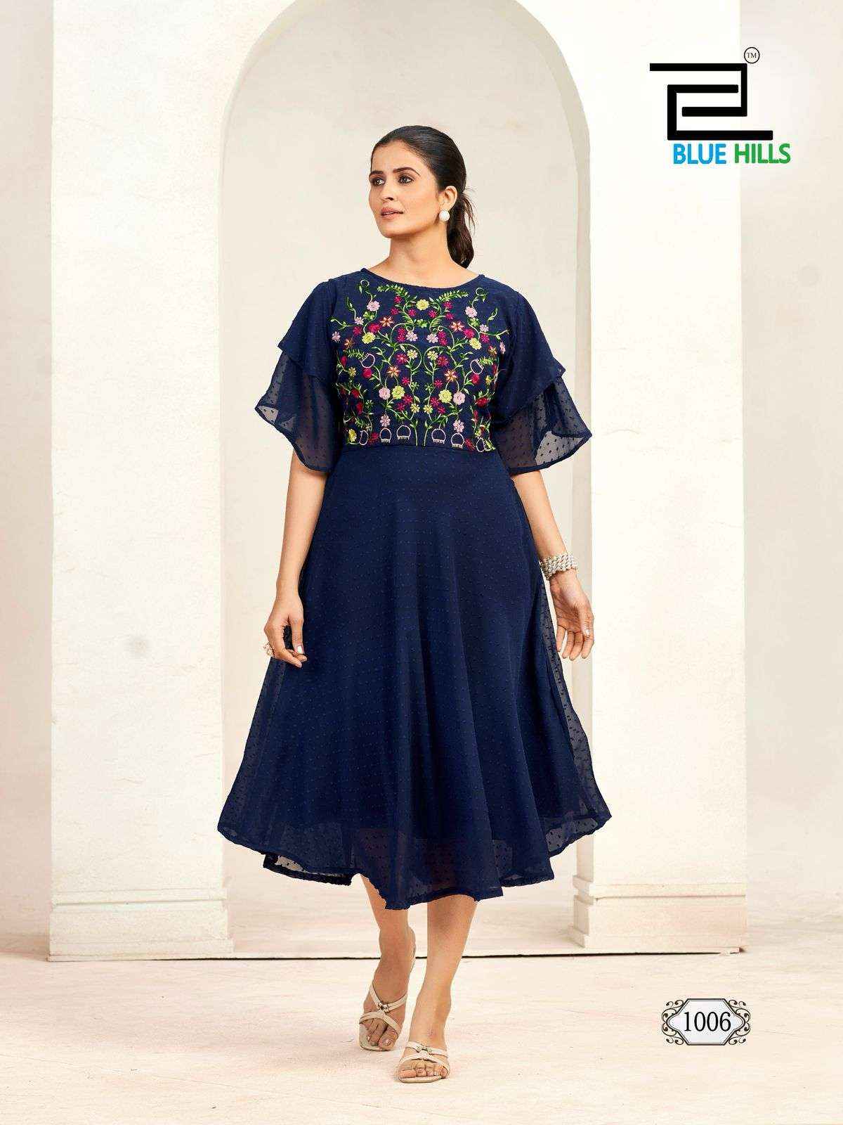 Blue Hills Sensations bell sleeves kurtis Wholesale Price ( 6 Pcs Catalogue )