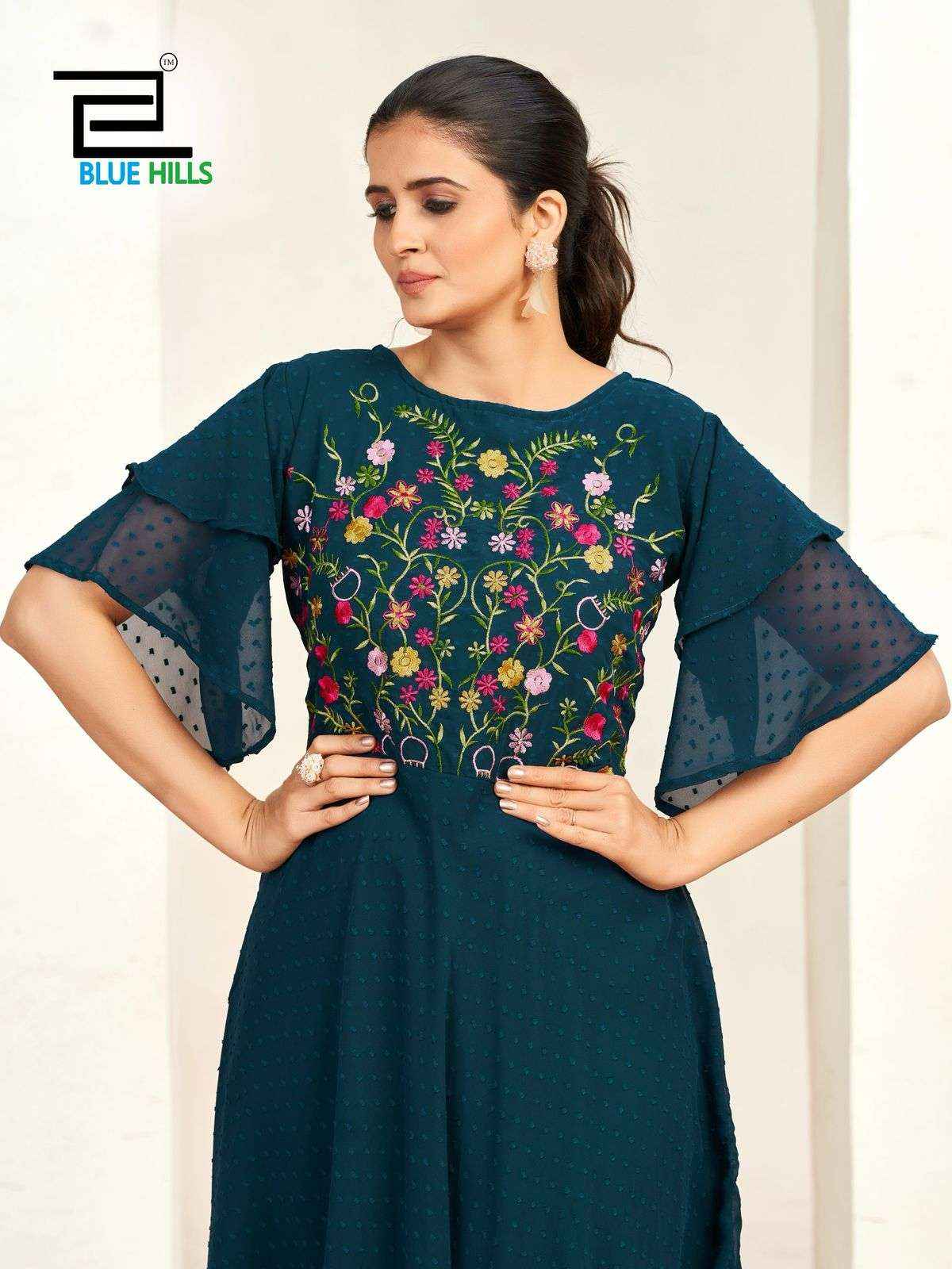 Blue Hills Sensations bell sleeves kurtis Wholesale Price ( 6 Pcs Catalogue )