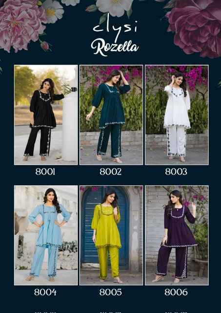 Clysi Rozella Rayon Co Ord Set Wholesale Price ( 6 Pcs Catalog )