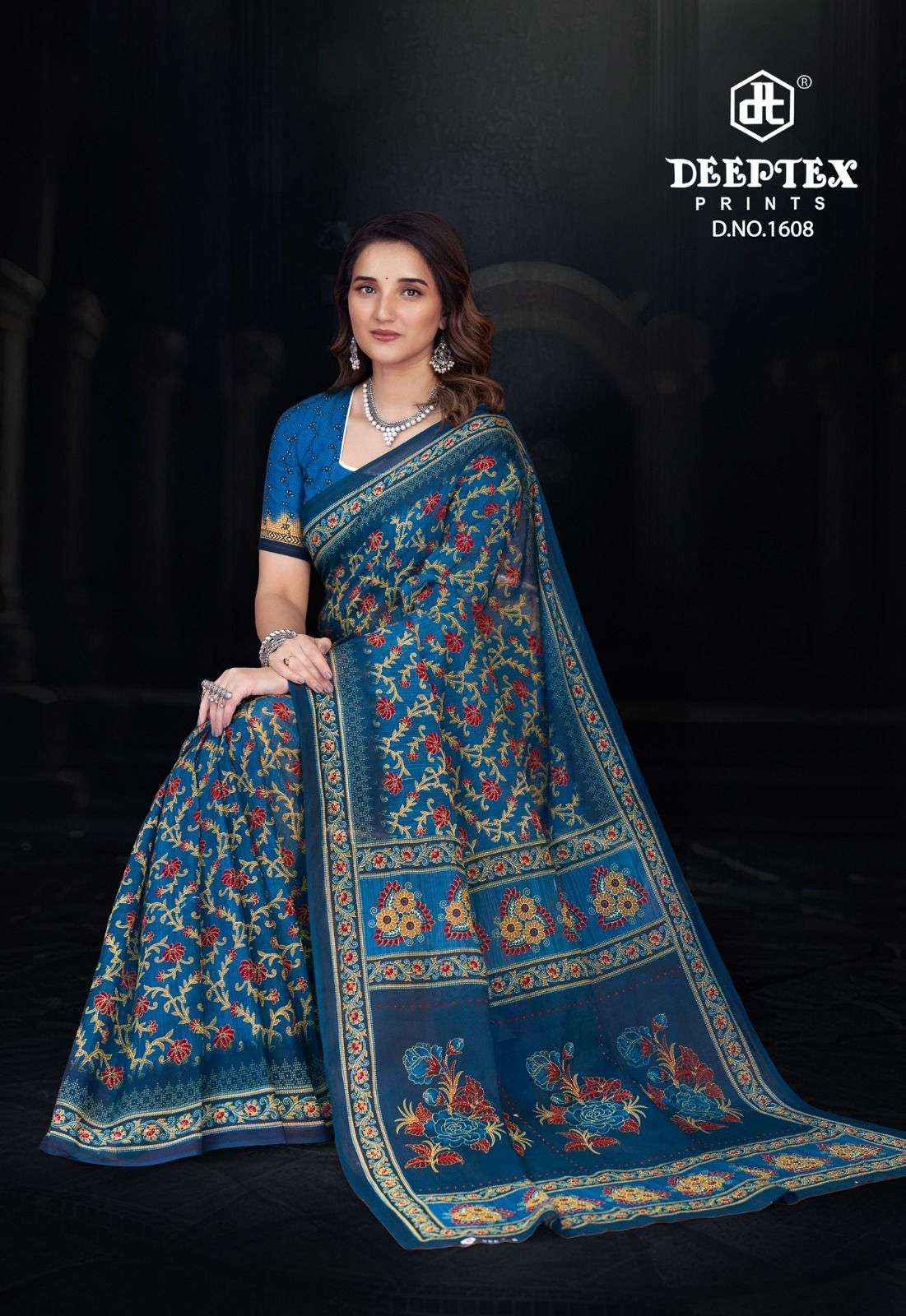 DEEPTEX PRINTS PRIME TIME VOL 16 COTTON PRINTED SAREE WHOLESALE PRICE ( 10 PCS CATALOG )