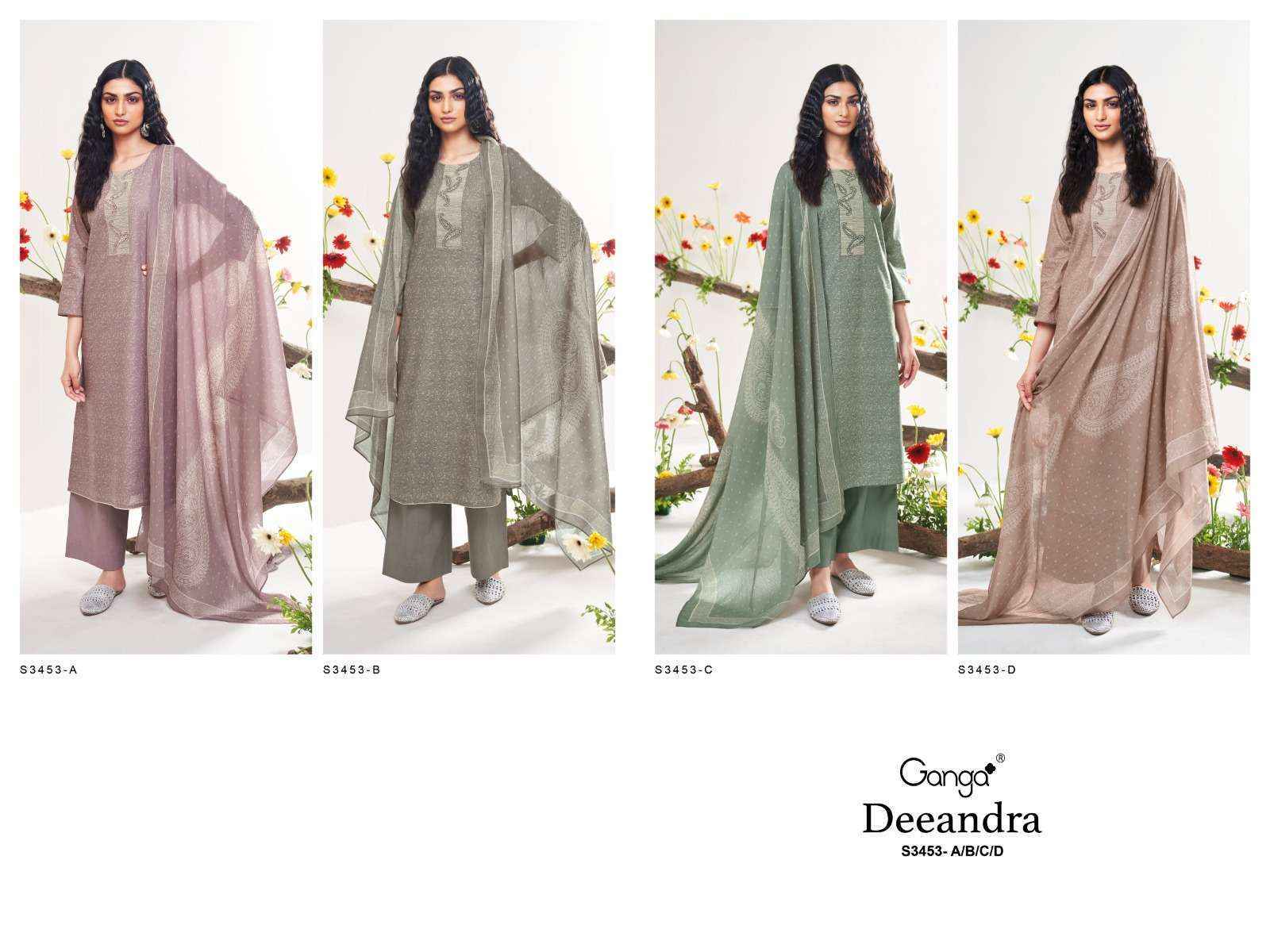 Ganga Deeandra 3453 Cotton Salwar Kameez Wholesale Rate ( 4 Pcs Catalog )