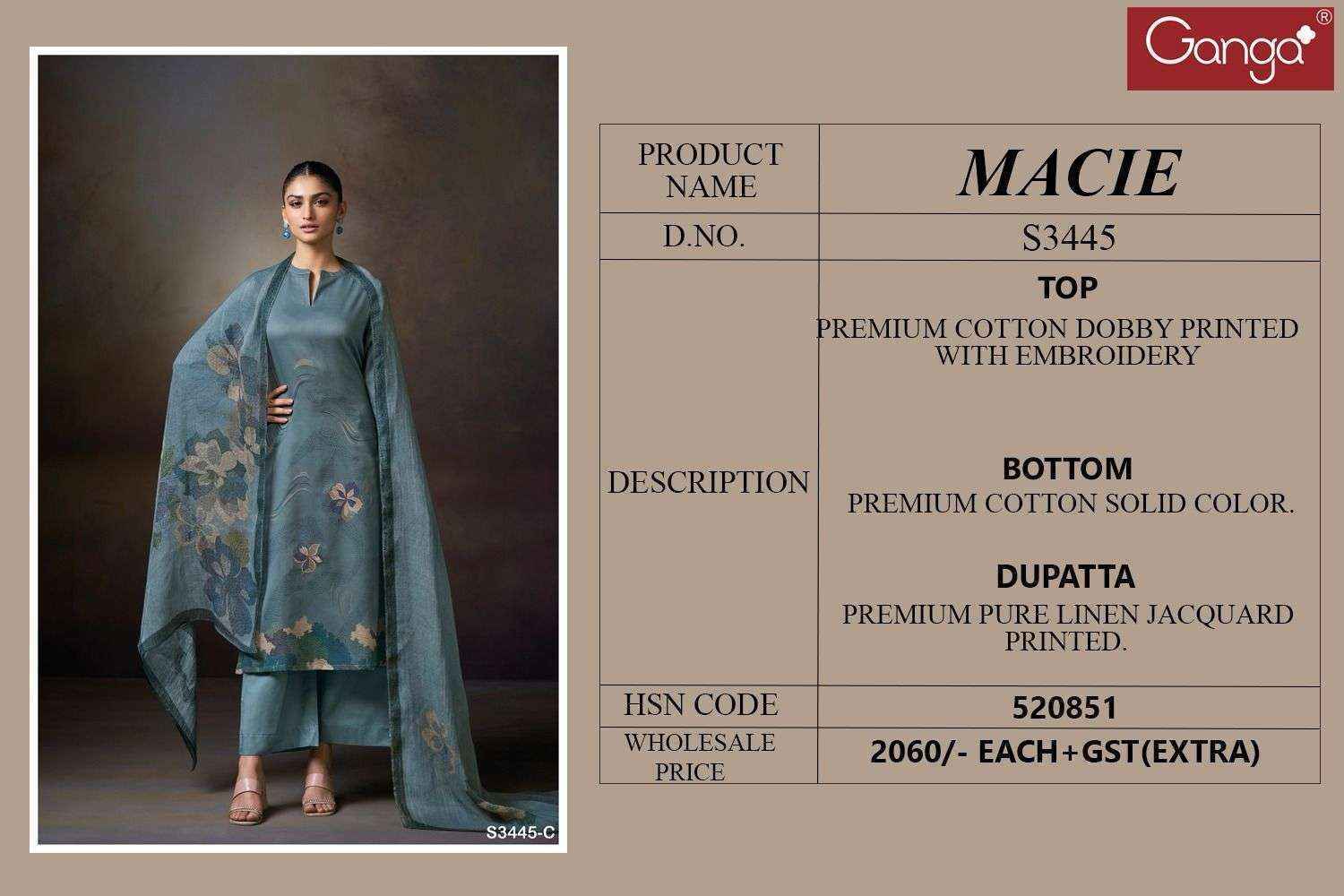 Ganga Macie-S3445 Cotton Salwar Kameez Wholesale Price  (4 pcs Catalogue)