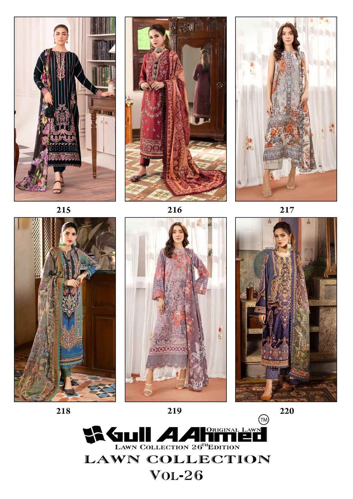 Gull A Ahmed Lawn Vol 26 Lawn Cotton Pakistani Suits Wholesale ( 6 Pcs Catalogue )