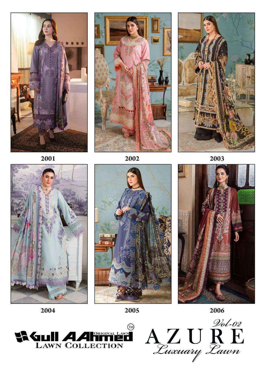 Gull Aahmed Azure Vol 2 Lawn Cotton Dress Material ( 6 pcs Catalogue )