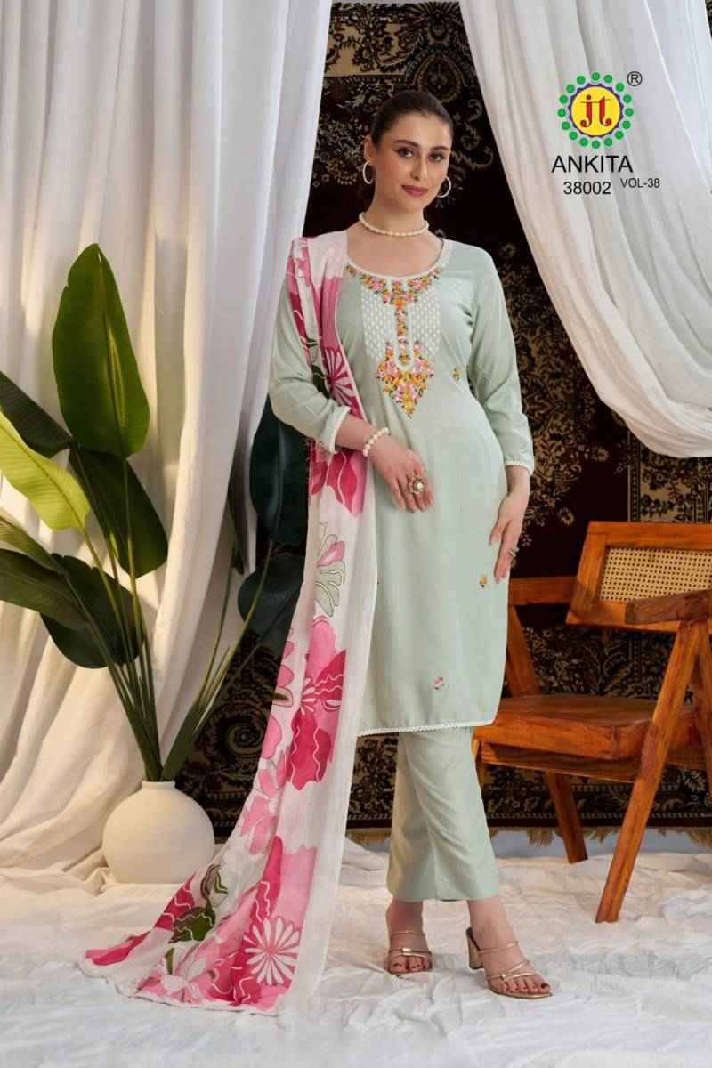 Jt Ankita Vol 38 Rayon Printed Dress Material Collection ( 5 Pcs Catalogue )