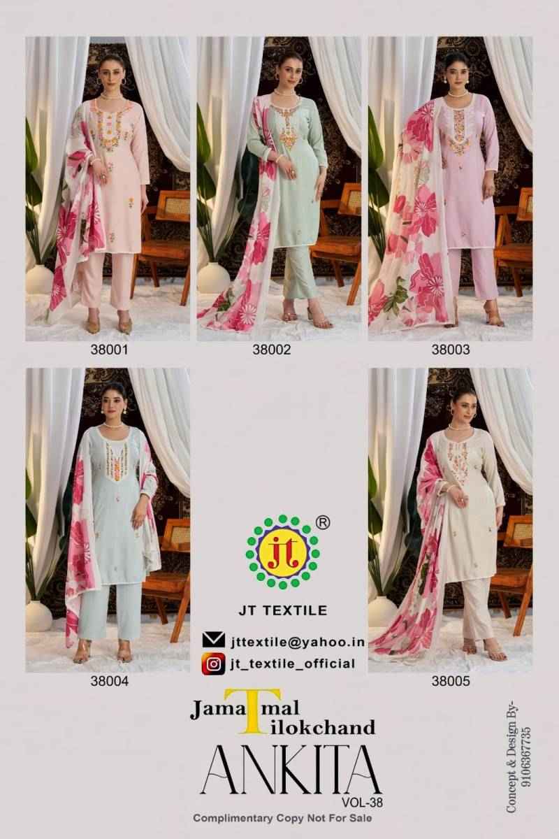 Jt Ankita Vol 38 Rayon Printed Dress Material Collection ( 5 Pcs Catalogue )