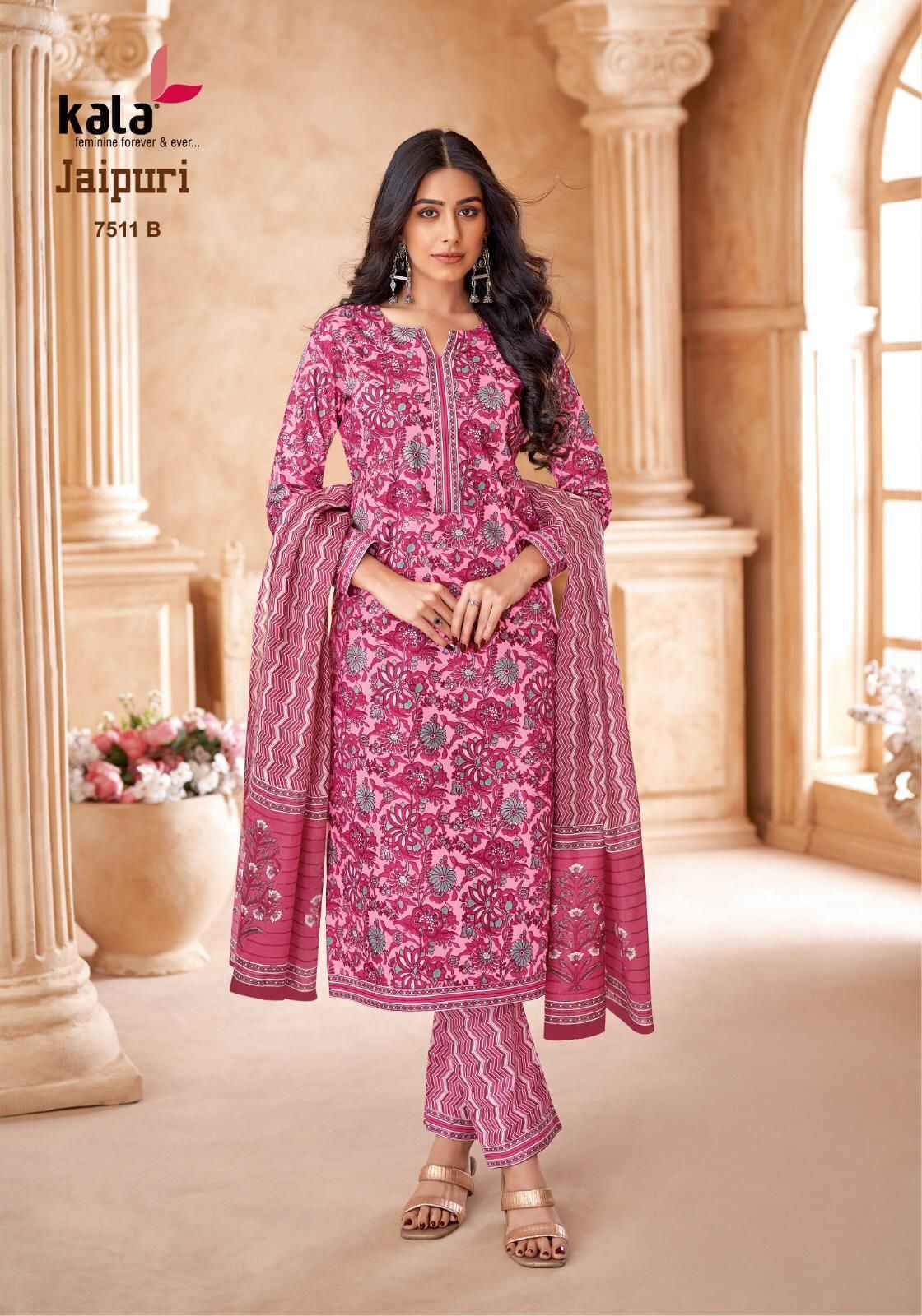 Kala Jaipuri Vol 7 Cotton Salwar Kameez Wholesale Price ( 12 Pc Catalogue ) 