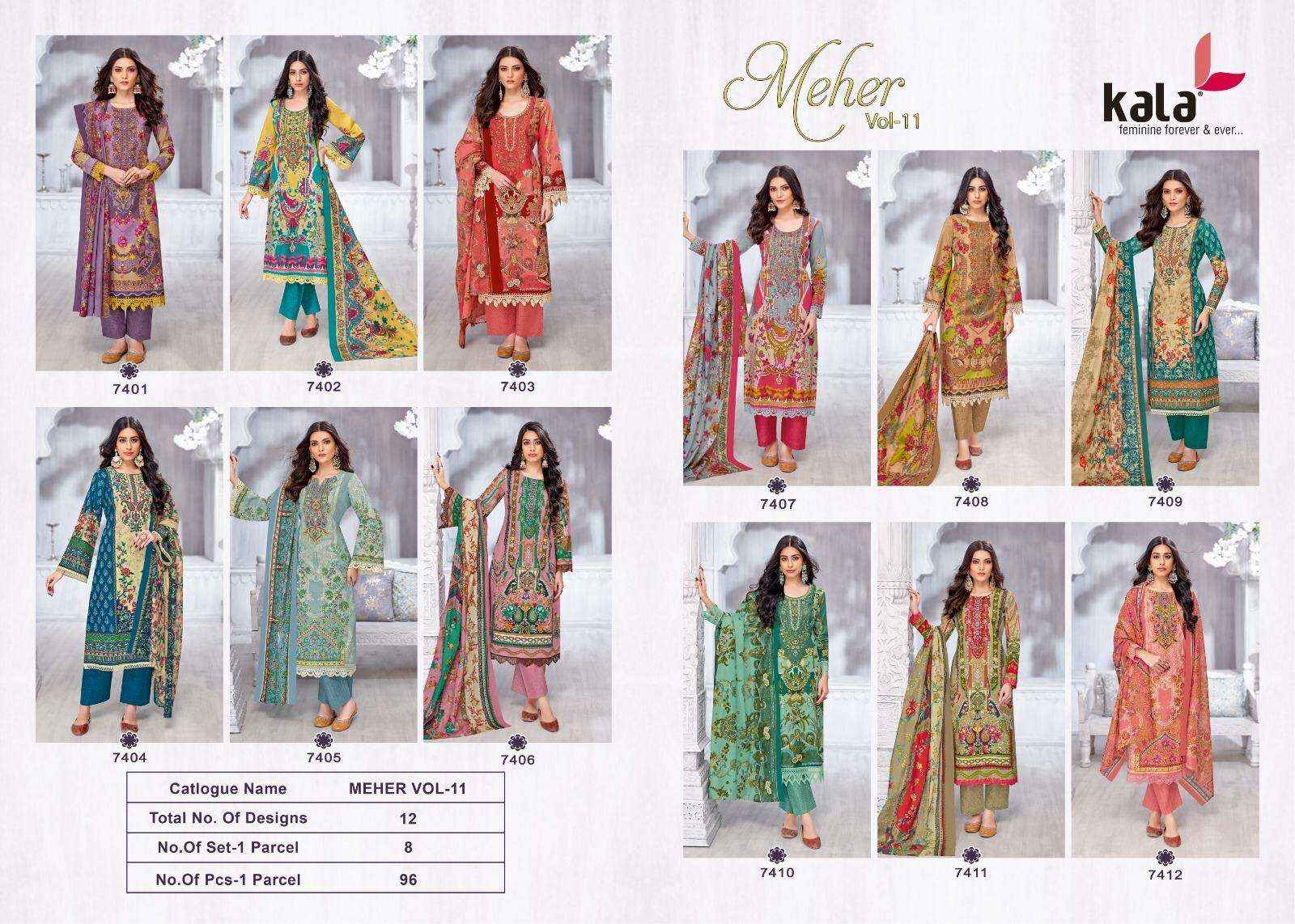 Kala Meher Vol 11 Cotton Salwar KameezWholesale Price ( 12 Pcs Catalogue )